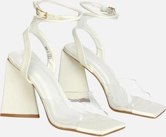 XY London Womens XY London Womens/Ladies Dahlia Strappy Square Toe Block Heel High Heels - White - Size: 5