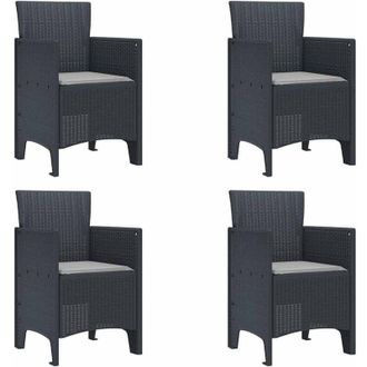 vidaXL Silla De Jard&iacute;n 4 Pcs Antracita 53 X 49 X 85 Cm Pp Vidaxl