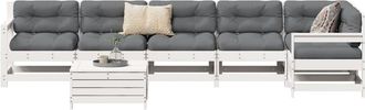 vidaXL Vidaxl - Juego De Sof&aacute;s De Jard&iacute;n 7 Pzas Madera Maciza De Pino Blanco