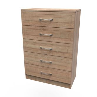 Welcome Furniture Dakar Ready Assembled Chest of Drawers with 5 Drawers - Modern Oak - Welcome Furniture | TJ Hughes