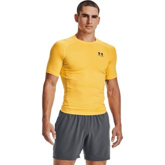 Under Armour Mens HeatGear Compression Short-Sleeve T-Shirt, Taxi (790) / Black, L