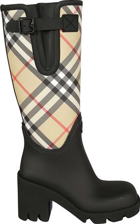 Burberry Embroidered Canvas And Rubber Boots