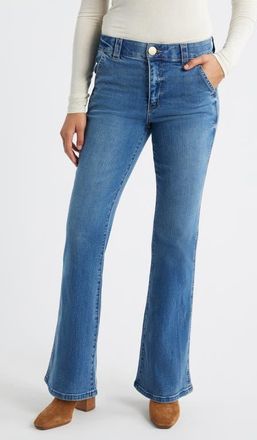 Wit & Wisdom Skyrise Flare Jeans in Mid Blue at Nordstrom, Size 18P