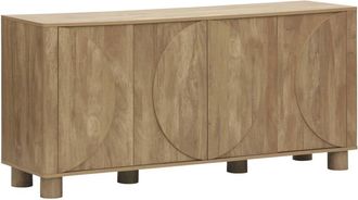 Sweeek Aparador efecto madera con 4 puertas, 155cm, efecto madera miel