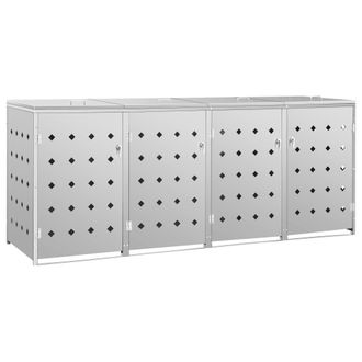 vidaXL Vidaxl - Cobertizo Contenedor De Basura Cu&aacute;druple Acero Inoxidable 240l