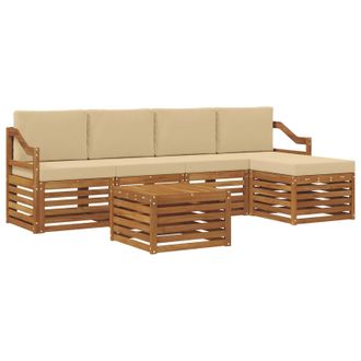 vidaXL Conjunto De Sof&aacute;s De Exterior Con Coj&iacute;n 6 Pcs Natural Y Beige Vidaxl