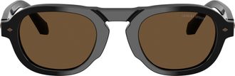 Giorgio Armani 0ar8244 Bold Black Acetate Sunglasses with Warm Brown Lenses