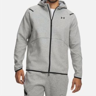 Under Armour Unstoppable Fleece Full Zip Hoodie In Mod Gray