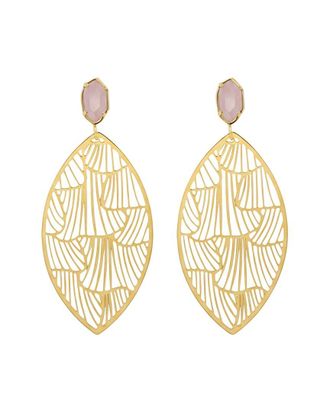 Liv Oliver 18K Plated 22.75 Ct. Tw. Pink Quartz Statement Earrings