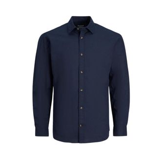 Jack & Jones Jack & Jones, Casual Shirts, male, Blue, Size: XS Slim Fit Long Sleeve Shirt Navy