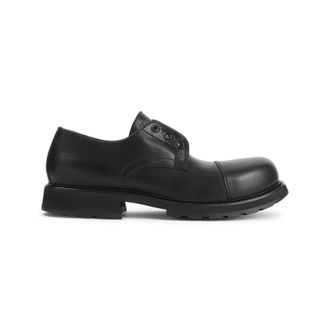 Balenciaga Black Truck Leather Derby Shoes-Uomo