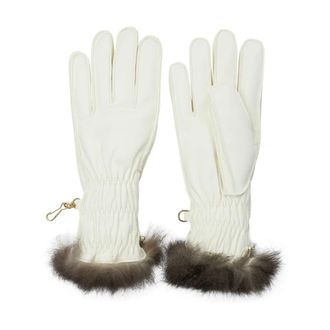 Restelli Guanti White Leather Ski Gloves