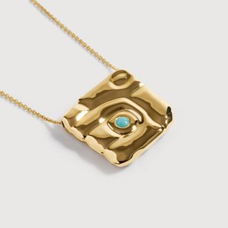 Monica Vinader Gold Amaia Bold Gemstone Chain Necklace Amazonite