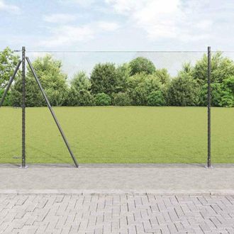 vidaXL Reja Con Postes Gris 1.4 X 10 M Acero Recubierto De Pvc Vidaxl