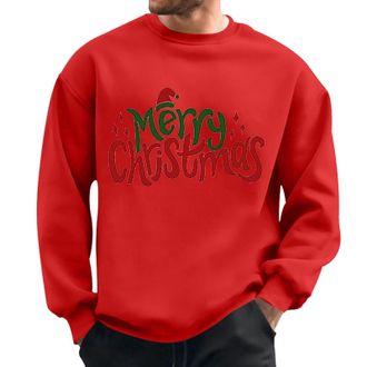 Generic Christmas Jumpers for Men Xmas Novelty Pullover Snowflakes Santa Claus Sweatshirt 3D Printed Snowman Christmas Tree Jumpers Long Sleeve Crew Neck Pull