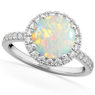 Allurez Halo Opal & Diamond Engagement Ring 14K in 1.80Ct/white Gold at Nordstrom, Size 5.5