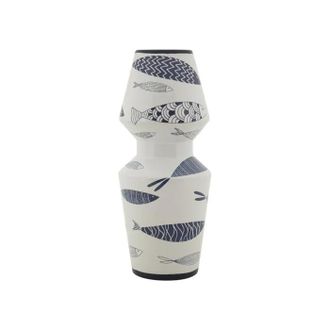 Mauro Ferretti Jarr&oacute;n Decorativo Haobosic Doble Blanco 34 Cm Cer&aacute;mica