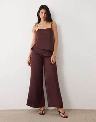 Asos Tuta jumpsuit a doppio strato marrone cioccolato-Multi