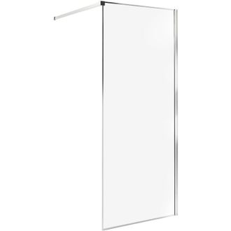 Beliani Schermo doccia bagno in vetro temperato senza ante 80 x 190 cm Argento Waspam