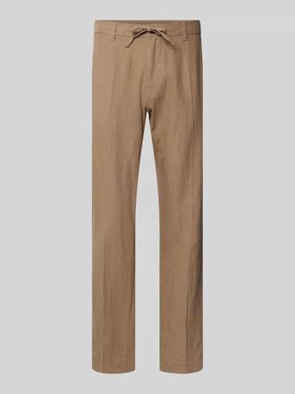Selected Straight Leg Leinenhose mit Tunnelzug Modell LEROY in Sand, Gr&ouml;&szlig;e XXL