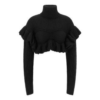 Elisabetta Franchi Cropped Bustier Trui - Dames - Truien - Zwart - Maat: S Mohair