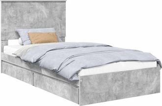 vidaXL Cama Con Almacenamiento Con Cabecera Gris Concreto 100 X 200 Cm Vidaxl