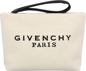 Givenchy Logo Canvas Pouch - Dames - Clutches - Beige - ONE Size - Tassen