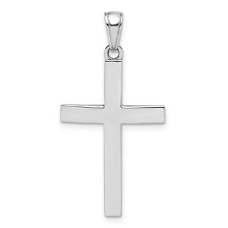 Diamond2Deal 14K Gold Polished Beveled Cross Charm