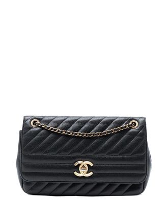 Chanel 2016-2017 medium Diagonal Flap gewatteerde geitenleren schoudertas - Zwart