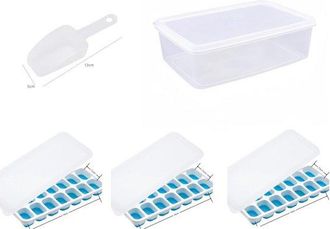 OEM Bandeja Para Cubitos De Hielo, Juego De 3 Bandejas Para Cubitos De Hielo De Pl&aacute;stico De Silicona, Apilables, Cuchara, Sopas, Comida, C&oacute;cteles