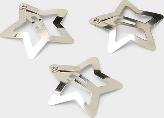 Simons Womens Small starry metallic barrettes Set of 3