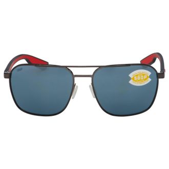 Costa Wader Sunglasses In Shiny Dark Grey Gray Silver Mirror Polarized