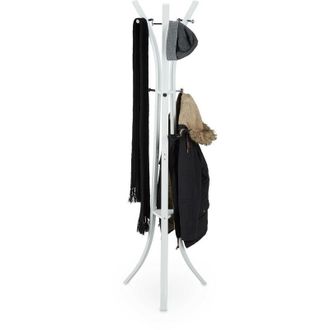 Relaxdays Relaxdays - Appendiabiti da Terra, Attaccapanni Moderno, per Corridoio, Ingresso, 9 Ganci, 175 cm, Metallo, Bianco