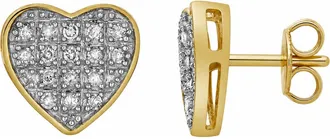 LuvMyJewelry Muse 10K Yellow Gold Cluster Diamond Unisex Earrings - 0.22 Cts at Nordstrom