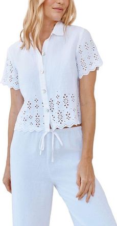 Bella Dahl Embroidered Boxy Shirt in White at Nordstrom, Size X-Small