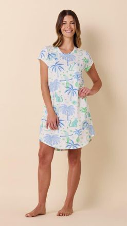 The Cats Pajamas Pima Knit Short Sleeved Sleep Shirt in Toucan Terrace at Nordstrom, Size Small