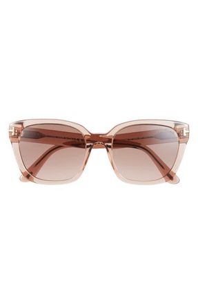 Tom Ford Haylay 53mm Square Sunglasses in Light Brown /Gradient Brown at Nordstrom