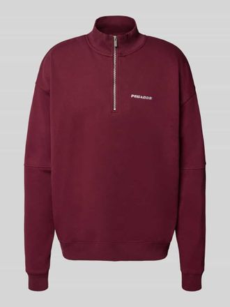 Pegador Oversized Sweatshirt mit Logo-Stitching und Troyer-Kragen in Bordeaux, Größe XXL