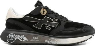 Premiata Black Leather Graphic Charm Sneakers