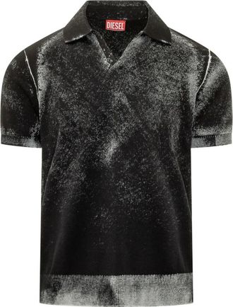 Diesel Gebreid Poloshirt - Heren - Polos - Zwart - M - Katoen - Tops