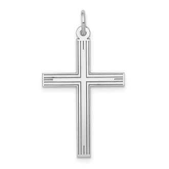 Diamond2Deal 14K White Gold Laser Designed Cross Pendant