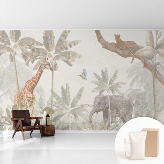 Tulup Fototapete Vliestapete Mit Kleber - Modern Wohnzimmer - Wanddekoration - Einfach Anzubringen Tropische Oase 416x254 Cm