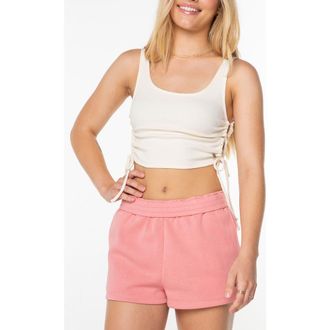 Roxy Surf Stoked Crop Rib Tank in Snow White Solid at Nordstrom, Size Xx-Large