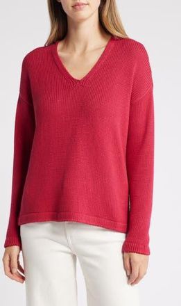 Eileen Fisher V-Neck Organic Cotton Pullover Sweater in Azala at Nordstrom Rack, Size Xx-Small