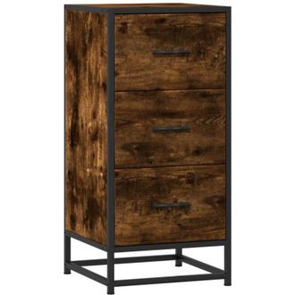 vidaXL Vidaxl - Aparador Madera Ingenier&iacute;a Y Metal Roble Ahumado 35,5x35x76 Cm