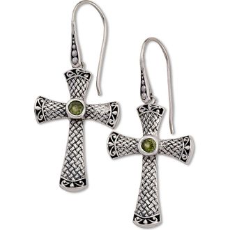 Samuel B. Sterling Silver Cross Earrings in Green at Nordstrom Rack