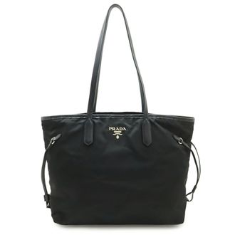 Prada Black Nero Nylon Leather Shoulder Bag Tote Bag (Pre-Owned)