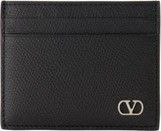 Valentino Garavani VLogo Signature Zwarte Leren Kaarthouder - Heren - Portefeuilles - Zwart - ONE Size - Leer - Accessoires