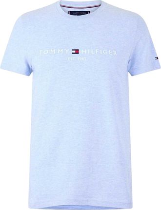 Tommy Hilfiger Dames-T-shirt met logo op de borst en ronde hals (Heideblauw)