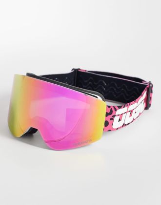 OOSC Oosc Boldsight - Occhiali da sci e snowboard rosa con stampa leopardata
